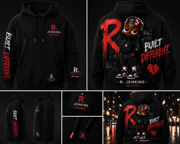R. Jenkins “Built Different” Premium Embroidered Hoodie (Red Edition)