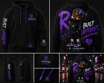 R. Jenkins “Built Different” Premium Embroidered Hood ie (Purple Edition)