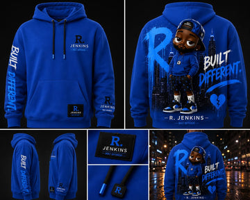 R. Jenkins “Built Different” Premium Embroidered Hoodie (Royal Blue Edition)