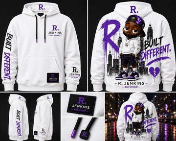 R. Jenkins “Built Different” Premium Embroidered Hoodie (White Edition)