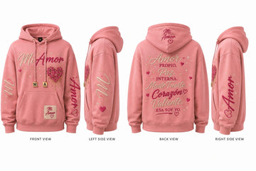 Mi Amor Premium Embroidered Hoodie (Rose Pink Edition)
