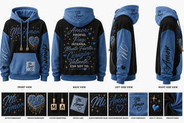 Mi Amor Premium Embroidered Hoodie (Midnight Blue Edition)
