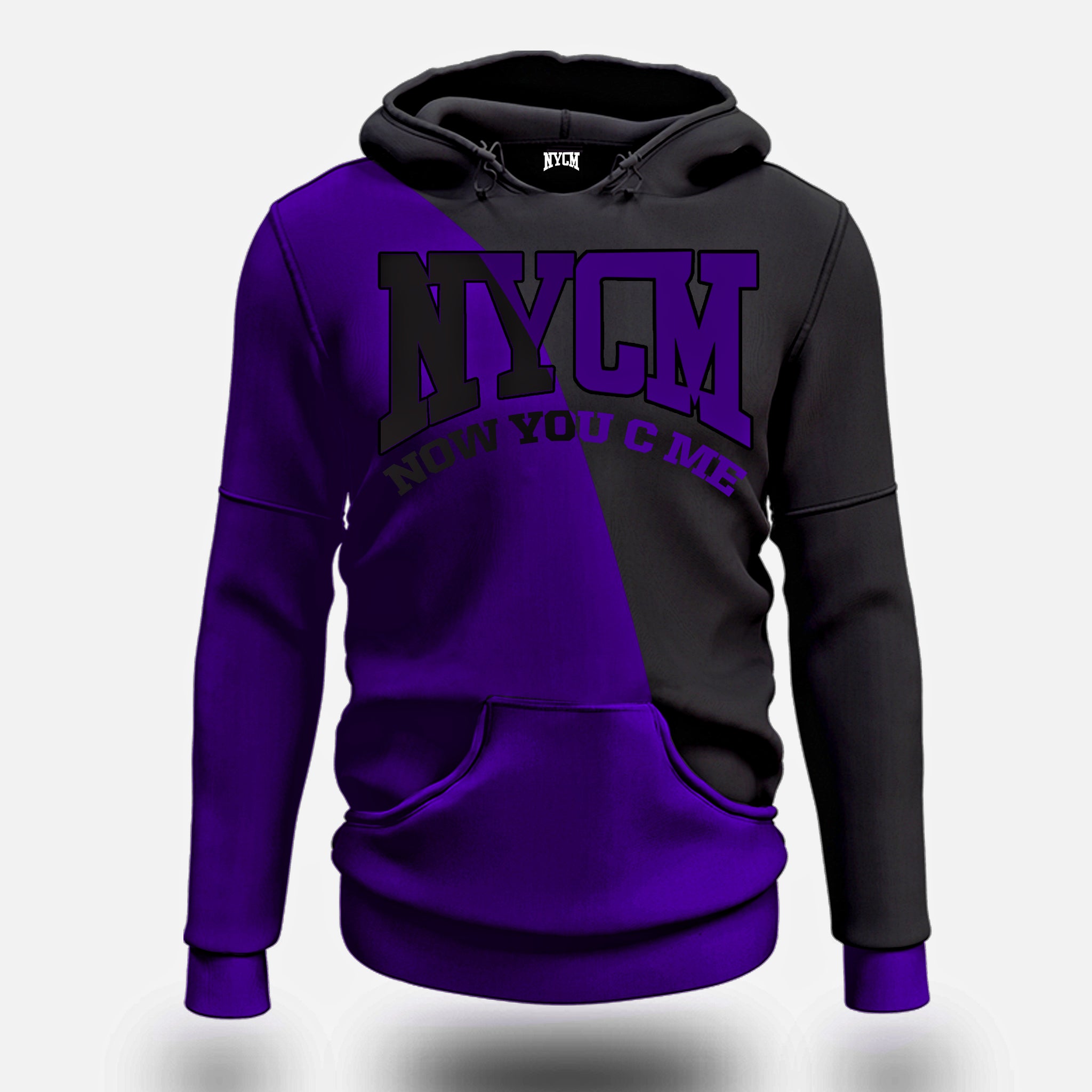 "BOLD NYCM" EMBROIDERED HOODIE (BLACK / PURPLE)
