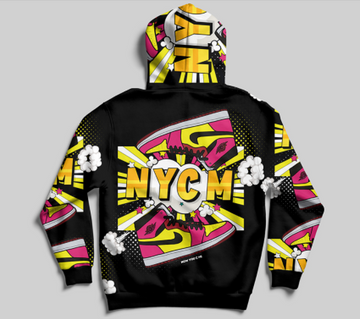 "NYCM SNEAKER LOGO" HOODIE (BLACK / PINK / YELLOW)