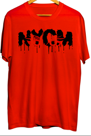 "NYCM LOGO EYES" TEE (RED / BLACK)
